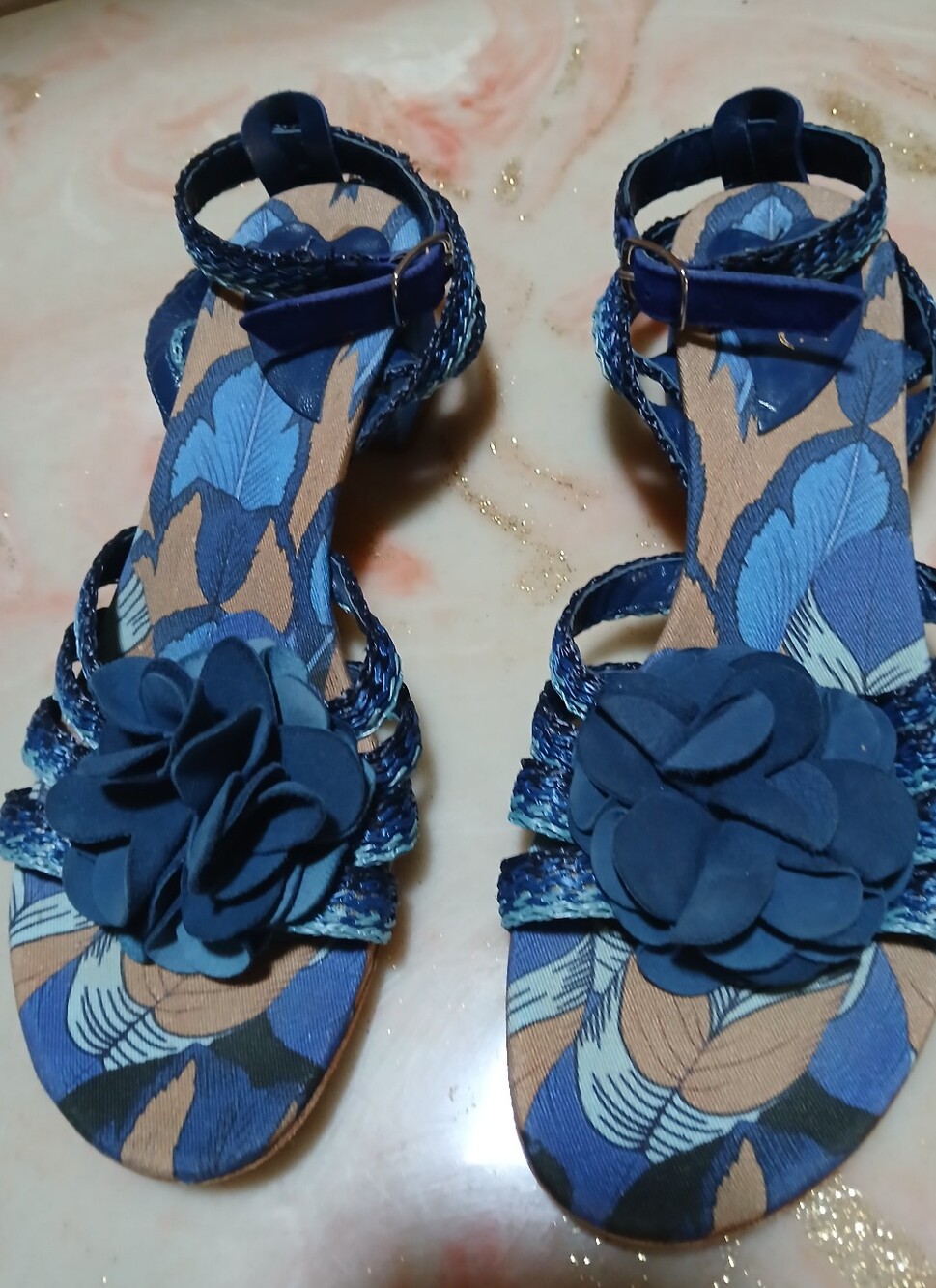 Sofia M Floral Ankle Strappy Sandals with Layered Flower
